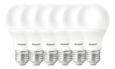 Kit 6 Lâmpadas Pera Avant Led 6500k 9w Bivolt Caixa 6 Unidades