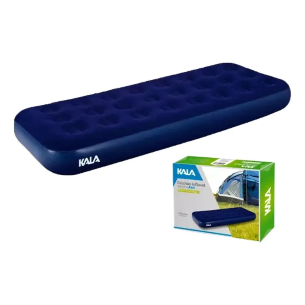 Colchão Inflável Solteiro 185X76X22cm - Azul - 279447 - Kala