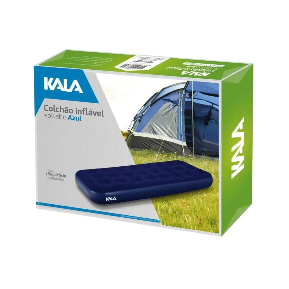 Colchão Inflável Solteiro 185X76X22cm - Azul - 279447 - Kala