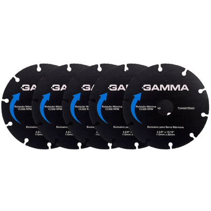 Kit 5 Discos De Corte Para Madeira 110MM Tungstênio GAMMA