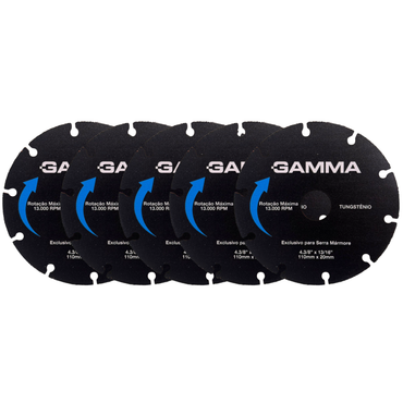 Kit 5 Discos De Corte Para Madeira 110MM Tungstênio GAMMA