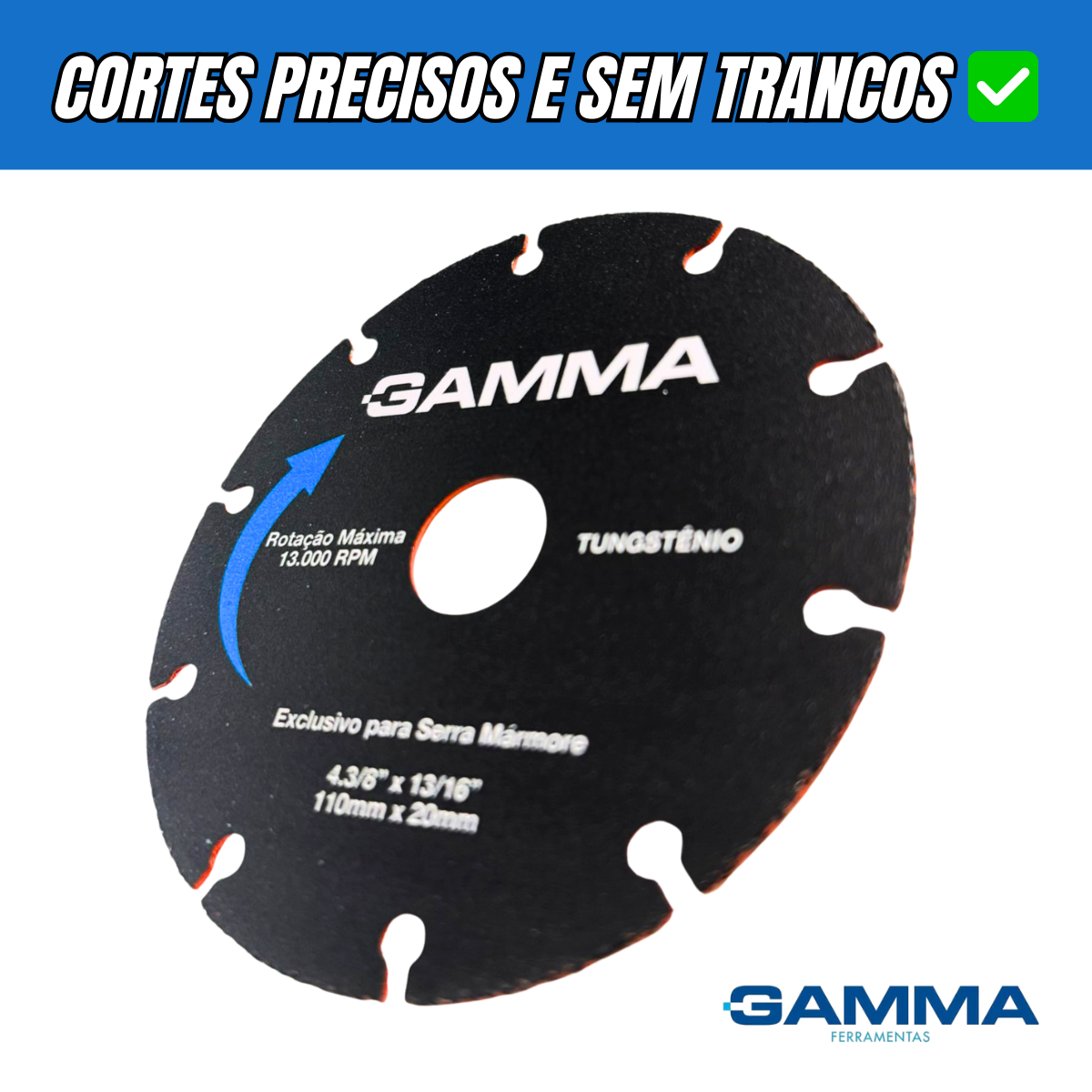 Kit 5 Discos De Corte Para Madeira 110MM Tungstênio GAMMA