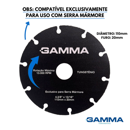 Kit 5 Discos De Corte Para Madeira 110MM Tungstênio GAMMA