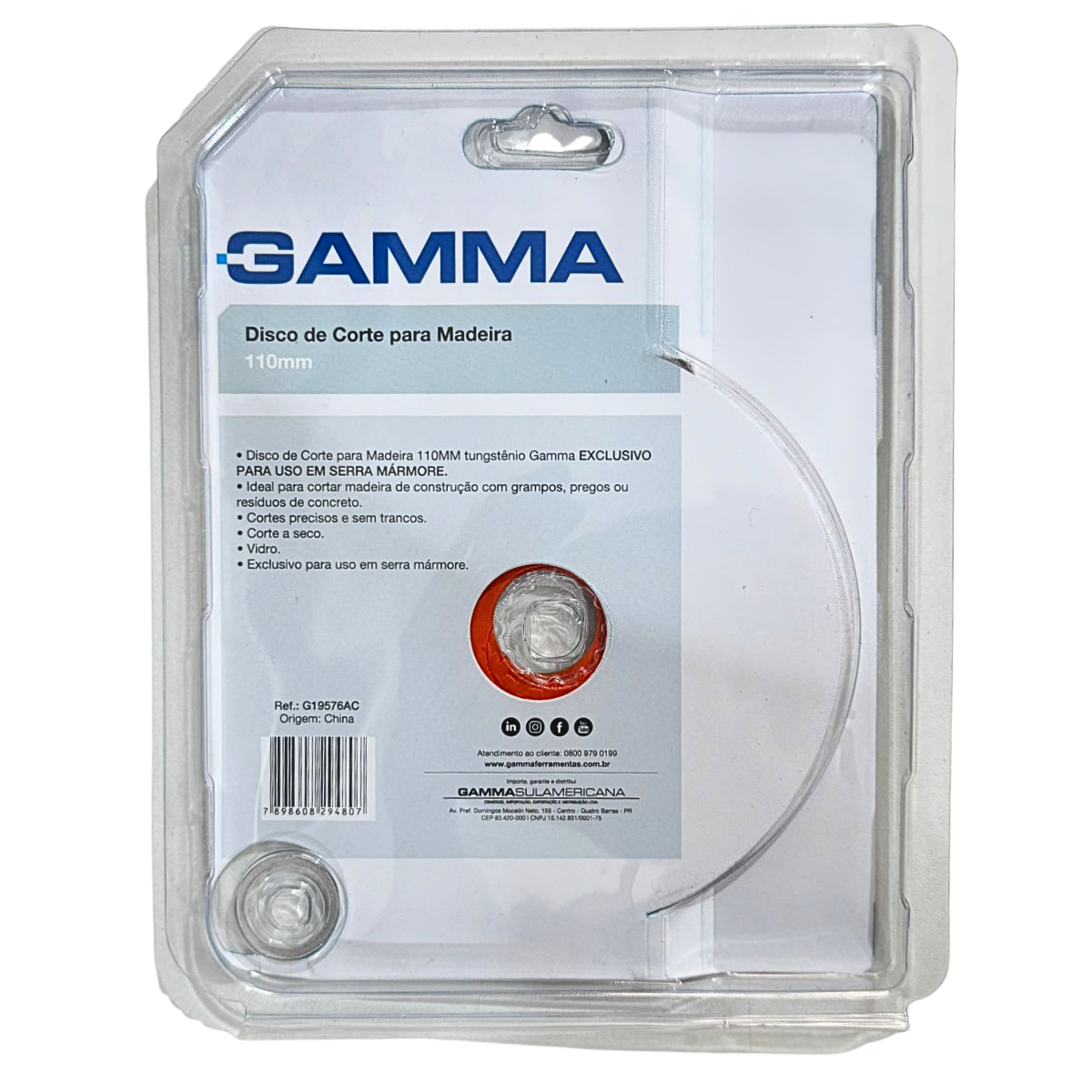 Kit 5 Discos De Corte Para Madeira 110MM Tungstênio GAMMA