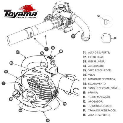 Soprador Aspirador De Folhas A Gasolina Tvb26x Toyama