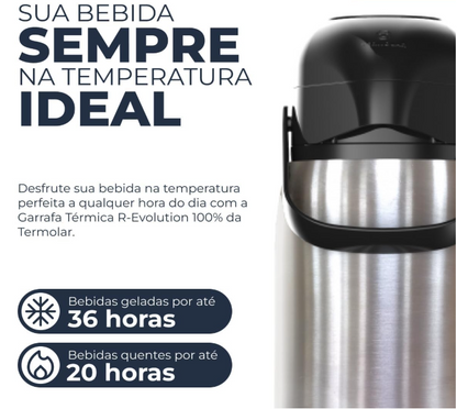 Garrafa Térmica R-Evolution 1,2 L Inox Preta Termolar