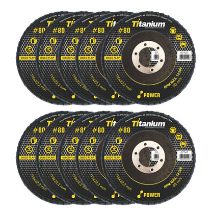 Kit 10 Discos Flap Titanium 4.1/2 X 80