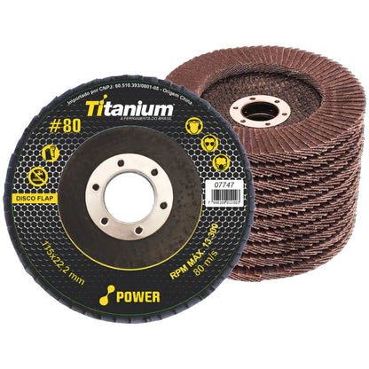 Kit 10 Discos Flap Titanium 4.1/2 X 80