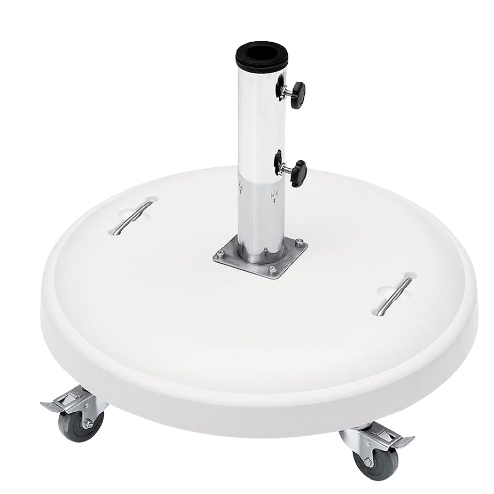 Base Para Ombrellone Redonda Concreto Rodas 50kg Branca Bel