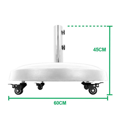 Base Para Ombrellone Redonda Concreto Rodas 50kg Branca Bel