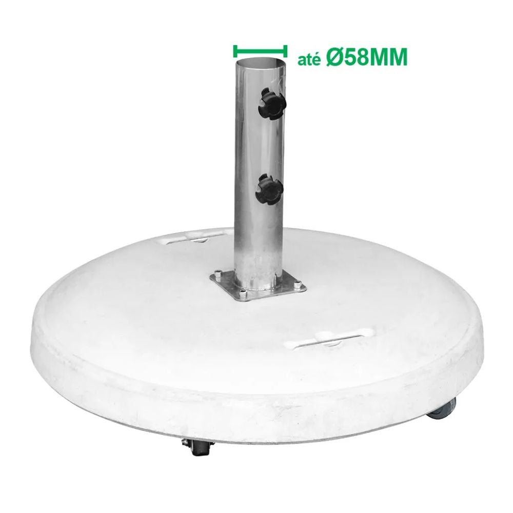 Base Para Ombrellone Redonda Concreto Rodas 50kg Branca Bel