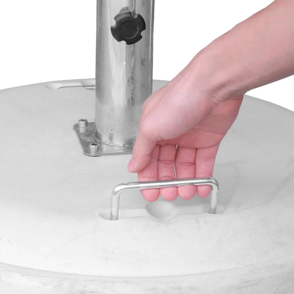 Base Para Ombrellone Redonda Concreto Rodas 50kg Branca Bel