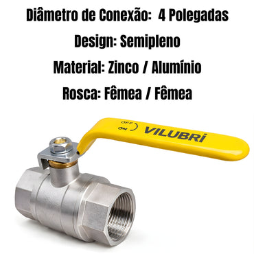 Registro De Esfera Passagem Semi-Plena 4 Polegadas Vilubri