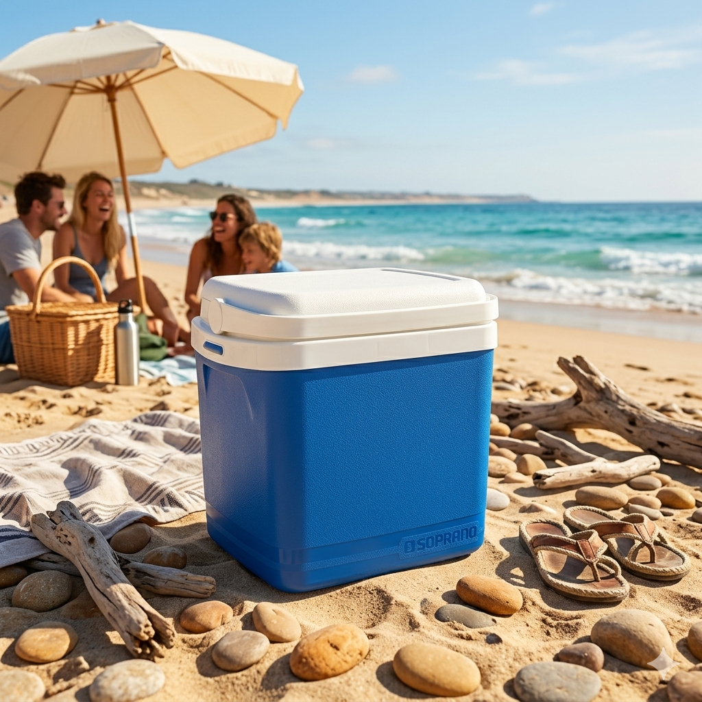 Caixa Térmica 22 Litros Azul Tropical Soprano Camping Praia