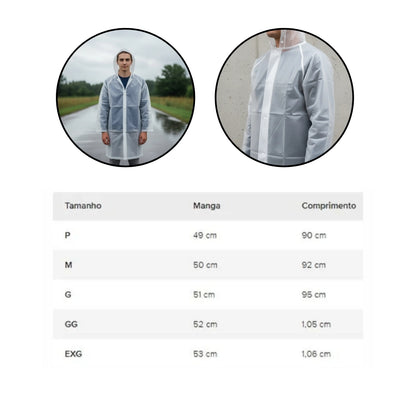 Capa Chuva Transparente Impermeável Pvc Laminado EXG