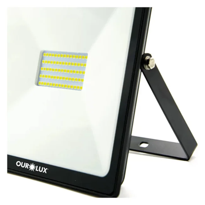 Projetor Superled Slim 50W -100/240V PRETO 6500K Ourolux